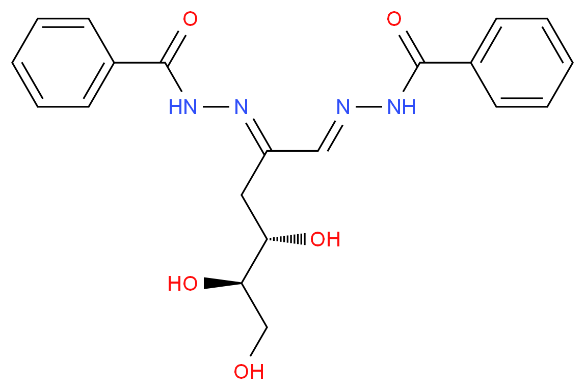 N'-[(1E,2E,4S,5R)-4,5,6-trihydroxy-2-[N'-(phenylformamido)imino]hexylidene]benzohydrazide_分子结构_CAS_32443-70-2