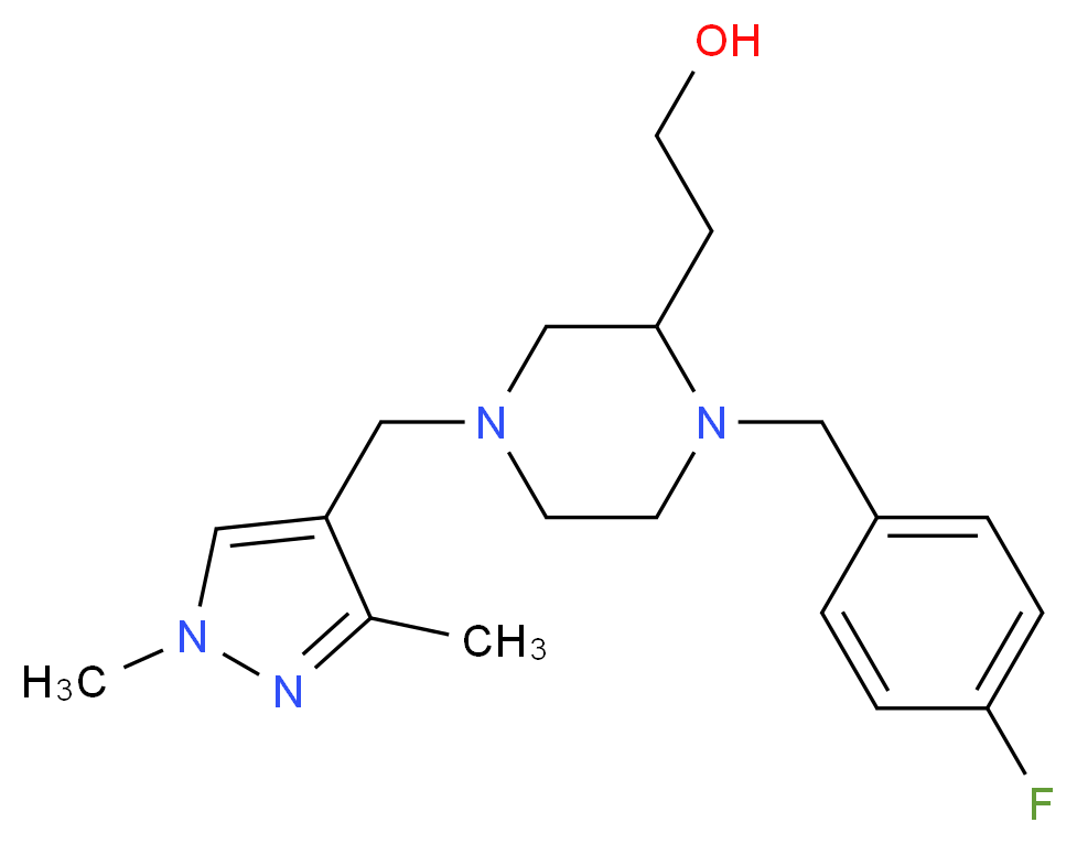2-[4-[(1,3-dimethyl-1H-pyrazol-4-yl)methyl]-1-(4-fluorobenzyl)-2-piperazinyl]ethanol_分子结构_CAS_)
