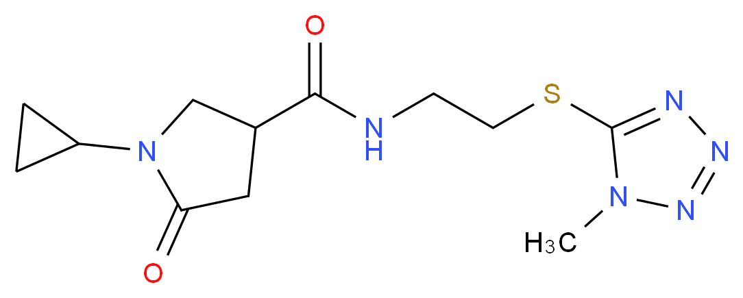 1-cyclopropyl-N-{2-[(1-methyl-1H-tetrazol-5-yl)thio]ethyl}-5-oxo-3-pyrrolidinecarboxamide_分子结构_CAS_)