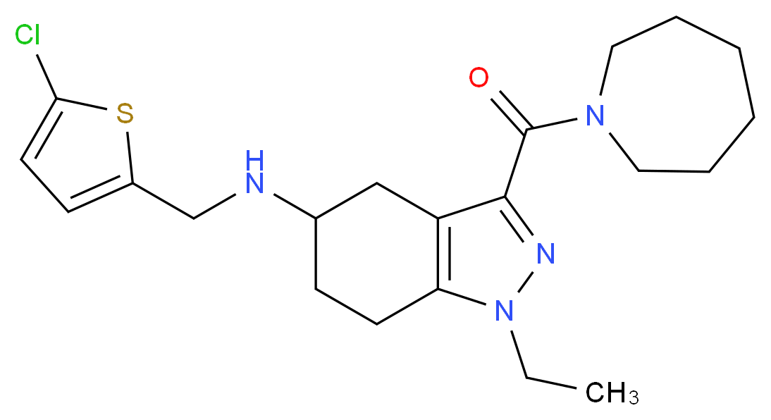 3-(1-azepanylcarbonyl)-N-[(5-chloro-2-thienyl)methyl]-1-ethyl-4,5,6,7-tetrahydro-1H-indazol-5-amine_分子结构_CAS_)