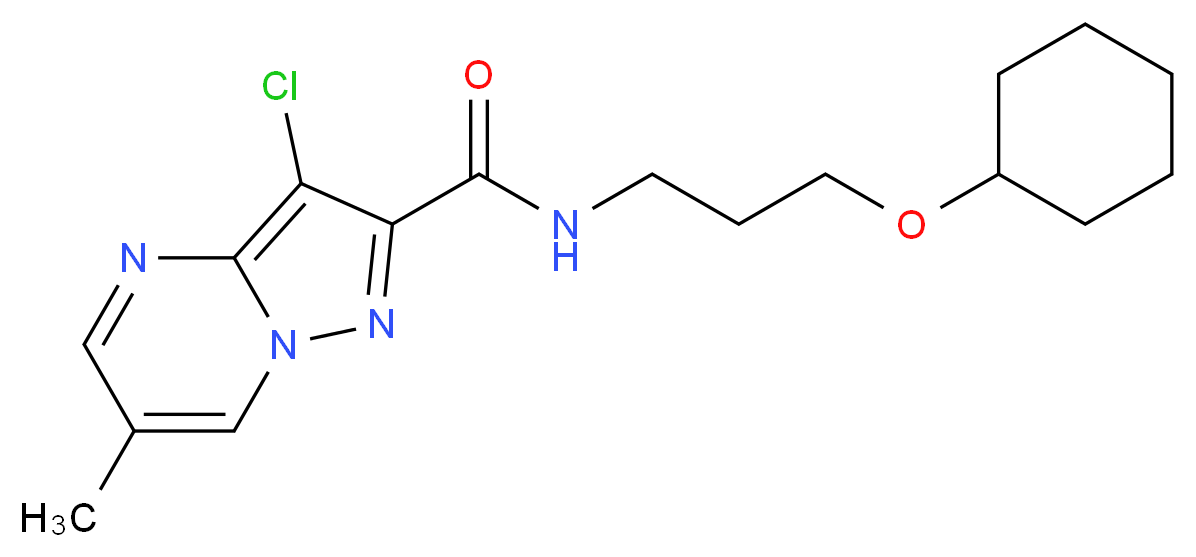 3-chloro-N-[3-(cyclohexyloxy)propyl]-6-methylpyrazolo[1,5-a]pyrimidine-2-carboxamide_分子结构_CAS_)
