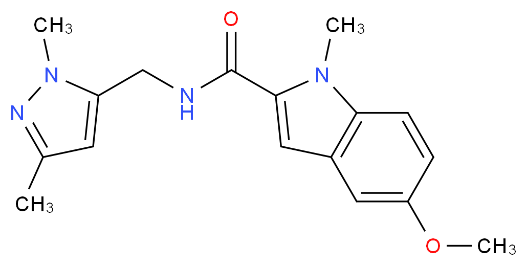 N-[(1,3-dimethyl-1H-pyrazol-5-yl)methyl]-5-methoxy-1-methyl-1H-indole-2-carboxamide_分子结构_CAS_)