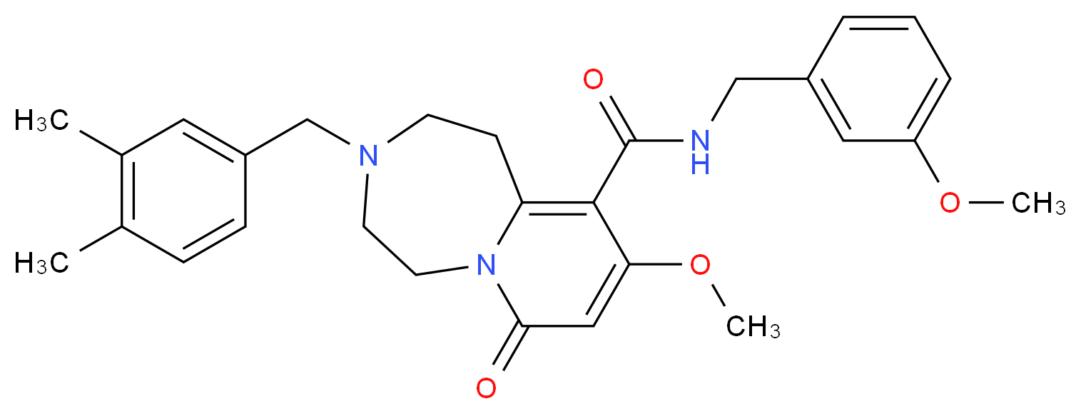 3-(3,4-dimethylbenzyl)-9-methoxy-N-(3-methoxybenzyl)-7-oxo-1,2,3,4,5,7-hexahydropyrido[1,2-d][1,4]diazepine-10-carboxamide_分子结构_CAS_)