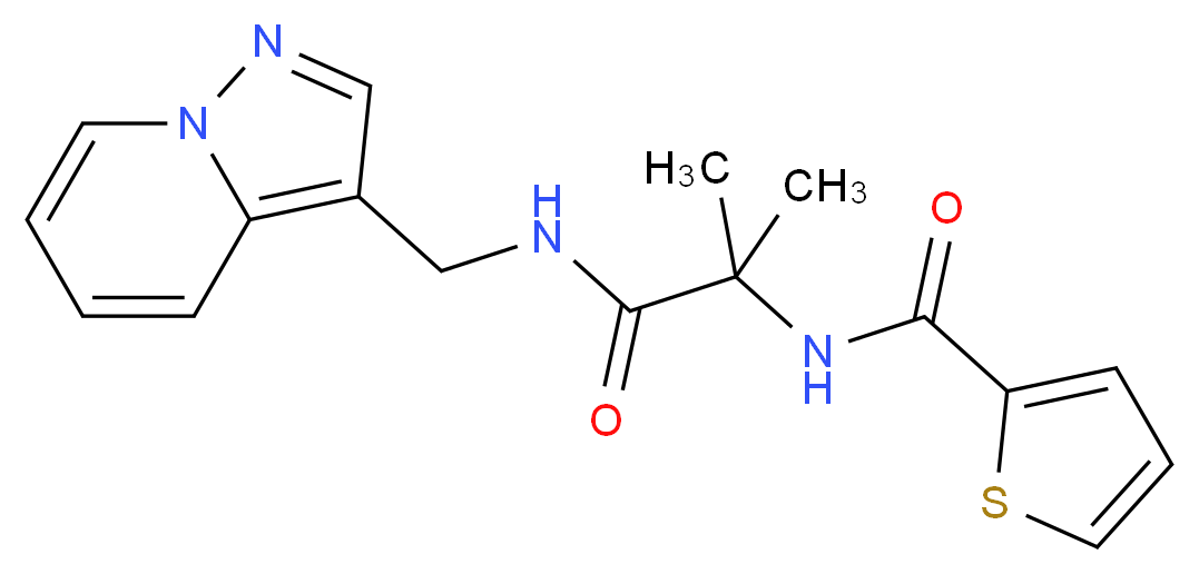 N-{1,1-dimethyl-2-oxo-2-[(pyrazolo[1,5-a]pyridin-3-ylmethyl)amino]ethyl}thiophene-2-carboxamide_分子结构_CAS_)