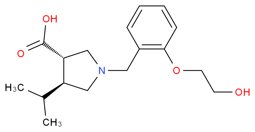 (3S*,4S*)-1-[2-(2-hydroxyethoxy)benzyl]-4-isopropyl-3-pyrrolidinecarboxylic acid_分子结构_CAS_)