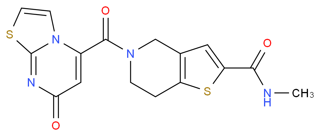 N-methyl-5-[(7-oxo-7H-[1,3]thiazolo[3,2-a]pyrimidin-5-yl)carbonyl]-4,5,6,7-tetrahydrothieno[3,2-c]pyridine-2-carboxamide_分子结构_CAS_)