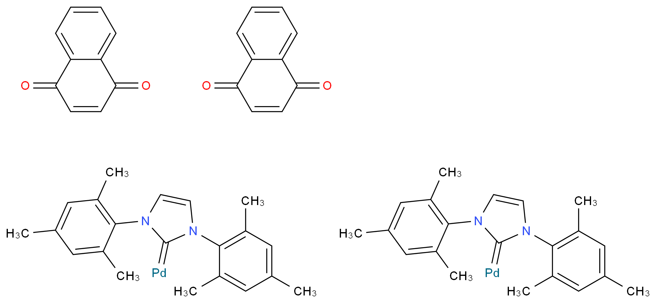 1,3-双(2,4,6-三甲基苯基咪唑-2-亚基(1,4-萘醌)钯(0)二聚体_分子结构_CAS_467220-49-1)