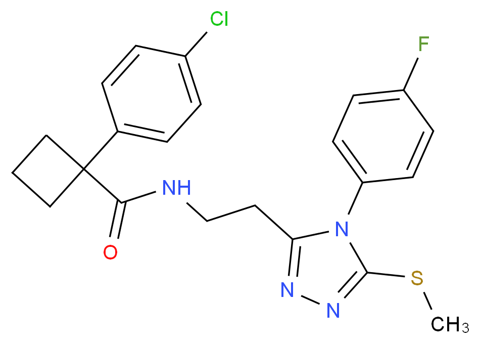 1-(4-chlorophenyl)-N-{2-[4-(4-fluorophenyl)-5-(methylthio)-4H-1,2,4-triazol-3-yl]ethyl}cyclobutanecarboxamide_分子结构_CAS_)