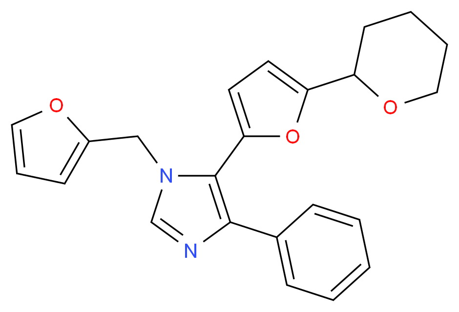 1-(2-furylmethyl)-4-phenyl-5-[5-(tetrahydro-2H-pyran-2-yl)-2-furyl]-1H-imidazole_分子结构_CAS_)
