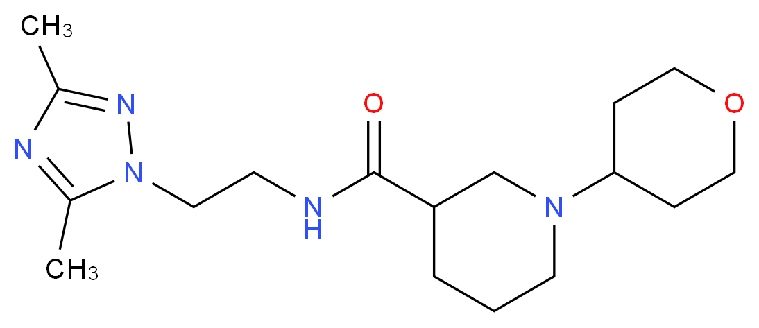N-[2-(3,5-dimethyl-1H-1,2,4-triazol-1-yl)ethyl]-1-(tetrahydro-2H-pyran-4-yl)-3-piperidinecarboxamide_分子结构_CAS_)