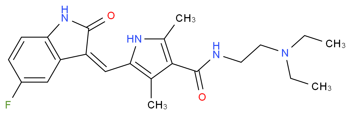 N-[2-(diethylamino)ethyl]-5-[(Z)-(5-fluoro-2-oxo-1,2-dihydro-3H-indol-3-ylidene)methyl]-2,4-dimethyl-1H-pyrrole-3-carboxamide_分子结构_CAS_)