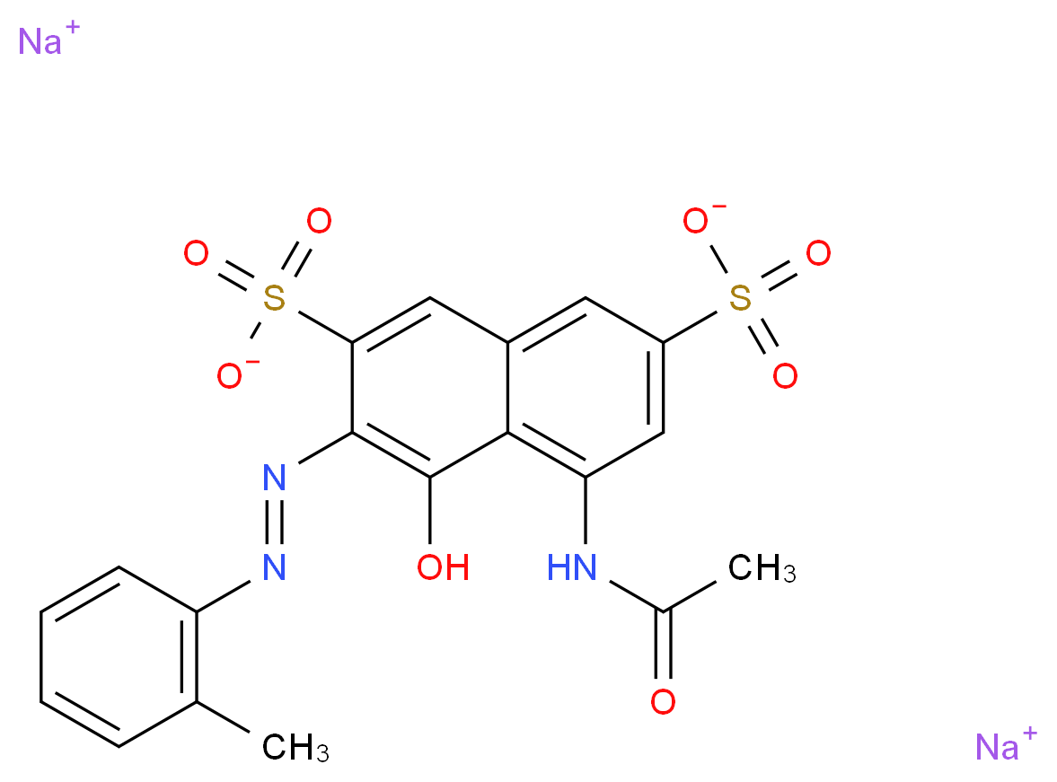 disodium 5-acetamido-4-hydroxy-3-[(E)-2-(2-methylphenyl)diazen-1-yl]naphthalene-2,7-disulfonate_分子结构_CAS_6441-93-6