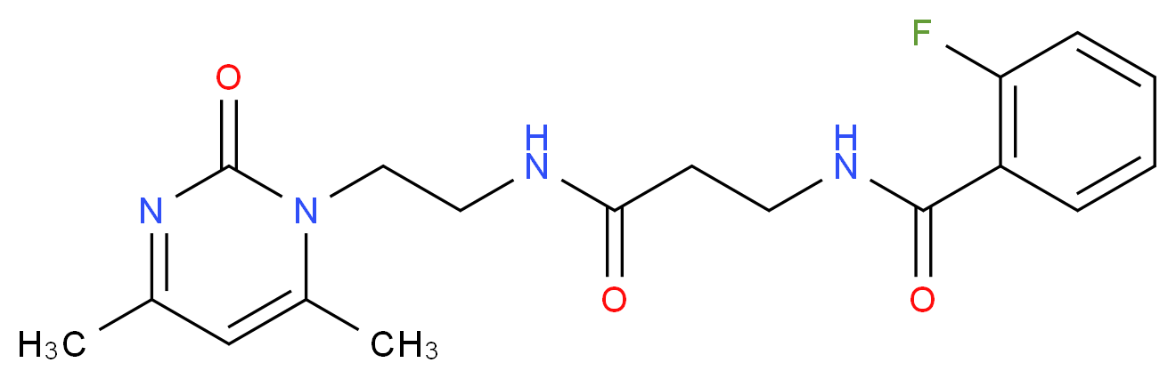 N-(3-{[2-(4,6-dimethyl-2-oxopyrimidin-1(2H)-yl)ethyl]amino}-3-oxopropyl)-2-fluorobenzamide_分子结构_CAS_)