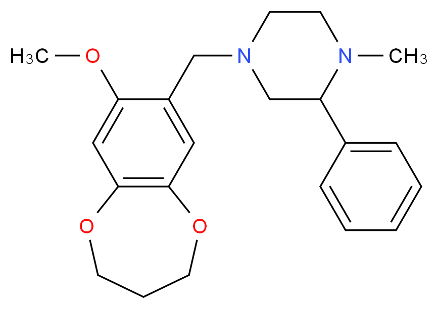 4-[(8-methoxy-3,4-dihydro-2H-1,5-benzodioxepin-7-yl)methyl]-1-methyl-2-phenylpiperazine_分子结构_CAS_)