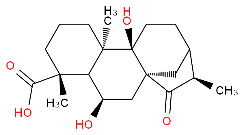 (1S,3R,4S,5R,9R,10R,14R)-3,10-dihydroxy-5,9,14-trimethyl-15-oxotetracyclo[11.2.1.0<sup>1</sup>,<sup>1</sup><sup>0</sup>.0<sup>4</sup>,<sup>9</sup>]hexadecane-5-carboxylic acid_分子结构_CAS_1401419-88-2