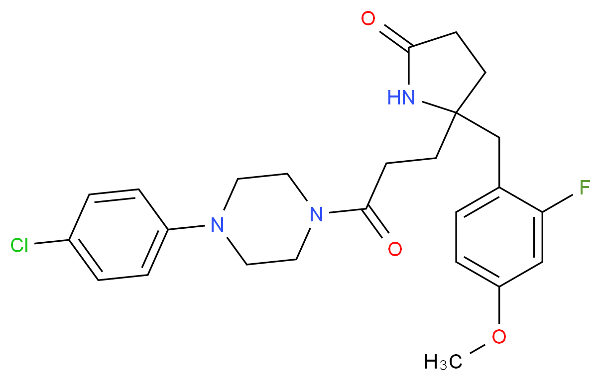 5-{3-[4-(4-chlorophenyl)-1-piperazinyl]-3-oxopropyl}-5-(2-fluoro-4-methoxybenzyl)-2-pyrrolidinone_分子结构_CAS_)
