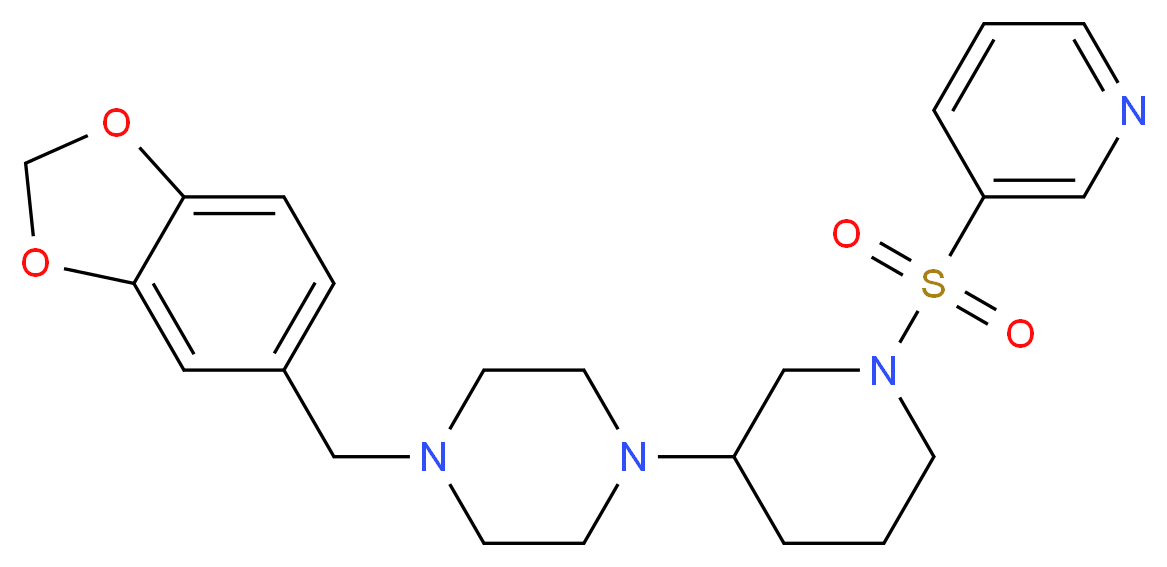 1-(1,3-benzodioxol-5-ylmethyl)-4-[1-(3-pyridinylsulfonyl)-3-piperidinyl]piperazine_分子结构_CAS_)