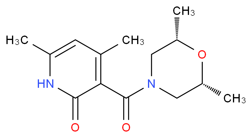 3-{[(2R*,6S*)-2,6-dimethylmorpholin-4-yl]carbonyl}-4,6-dimethylpyridin-2(1H)-one_分子结构_CAS_)