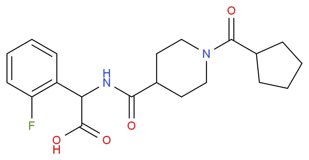 ({[1-(cyclopentylcarbonyl)-4-piperidinyl]carbonyl}amino)(2-fluorophenyl)acetic acid_分子结构_CAS_)