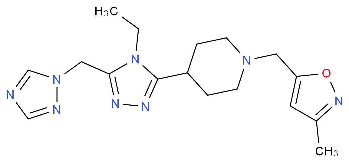 4-[4-ethyl-5-(1H-1,2,4-triazol-1-ylmethyl)-4H-1,2,4-triazol-3-yl]-1-[(3-methylisoxazol-5-yl)methyl]piperidine_分子结构_CAS_)
