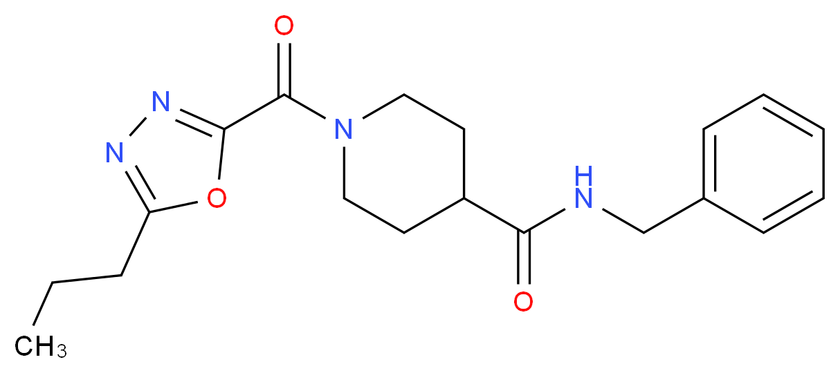 N-benzyl-1-[(5-propyl-1,3,4-oxadiazol-2-yl)carbonyl]piperidine-4-carboxamide_分子结构_CAS_)