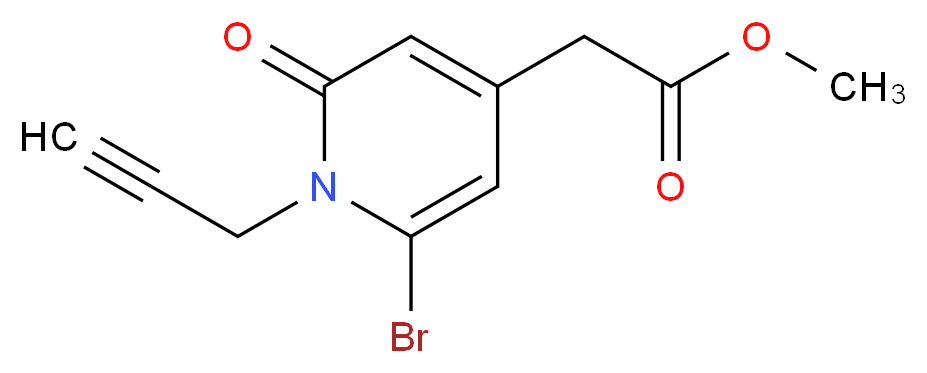 Methyl 6-Bromo-1,2-dihydro-2-oxo-1-(2-propynyl)-4-pyridineacetate (85:15% Bromo:Chloro Derivative) _分子结构_CAS_141807-55-8)