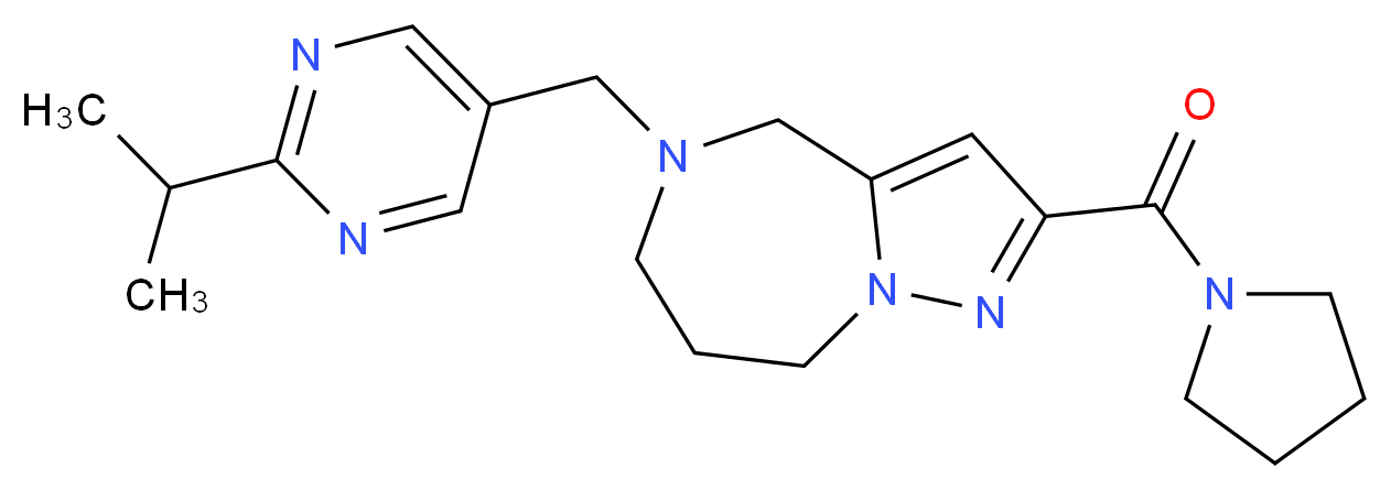 5-[(2-isopropylpyrimidin-5-yl)methyl]-2-(pyrrolidin-1-ylcarbonyl)-5,6,7,8-tetrahydro-4H-pyrazolo[1,5-a][1,4]diazepine_分子结构_CAS_)