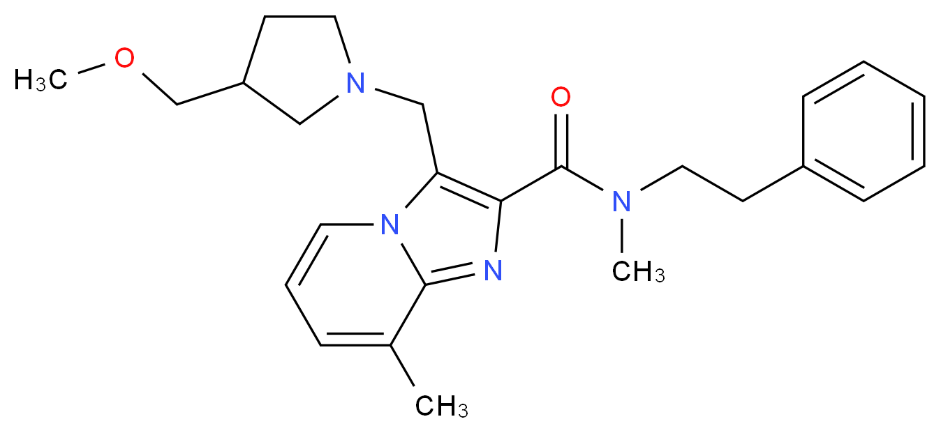 3-{[3-(methoxymethyl)-1-pyrrolidinyl]methyl}-N,8-dimethyl-N-(2-phenylethyl)imidazo[1,2-a]pyridine-2-carboxamide_分子结构_CAS_)