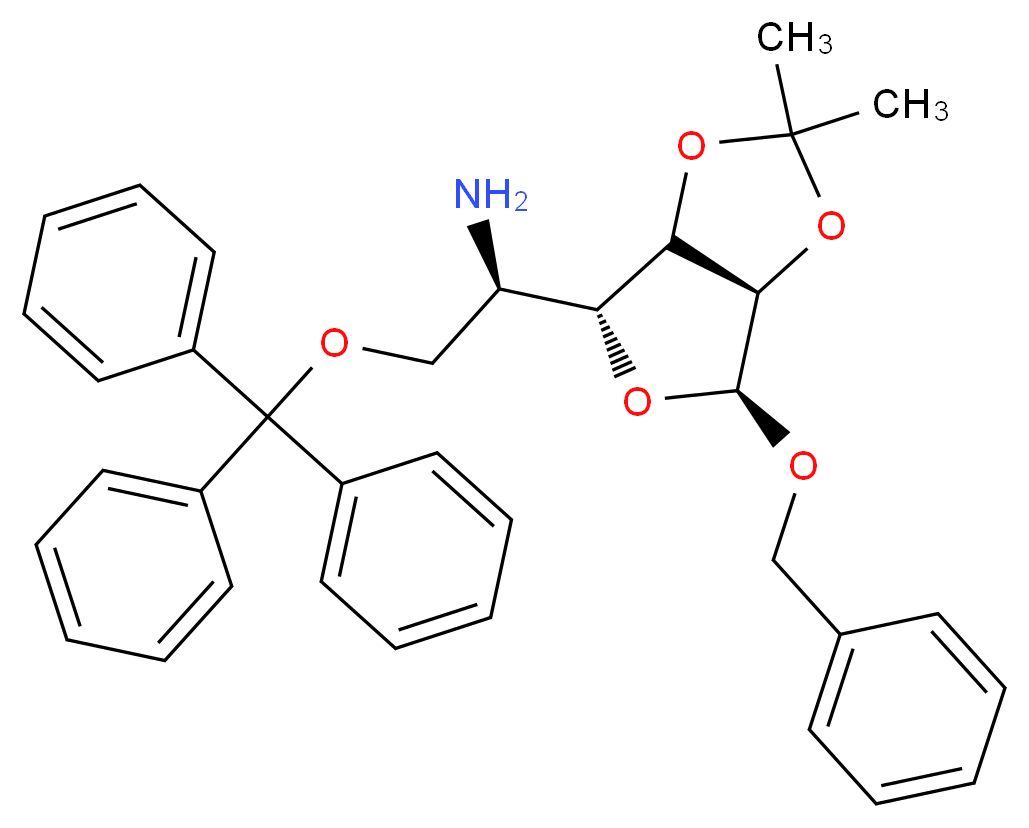 Benzyl 5-Amino-5-deoxy-2,3-O-isopropylidene-6-O-trityl-α-D-mannofuranoside_分子结构_CAS_91364-15-7)
