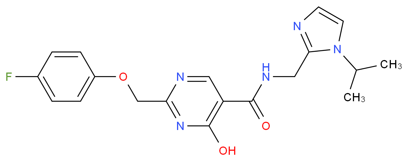 2-[(4-fluorophenoxy)methyl]-4-hydroxy-N-[(1-isopropyl-1H-imidazol-2-yl)methyl]pyrimidine-5-carboxamide_分子结构_CAS_)
