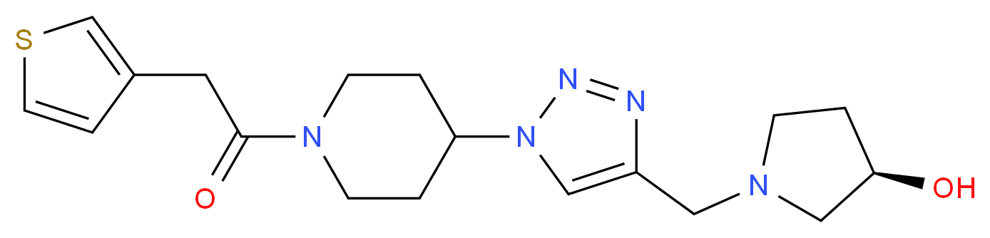 (3R)-1-({1-[1-(3-thienylacetyl)piperidin-4-yl]-1H-1,2,3-triazol-4-yl}methyl)pyrrolidin-3-ol_分子结构_CAS_)