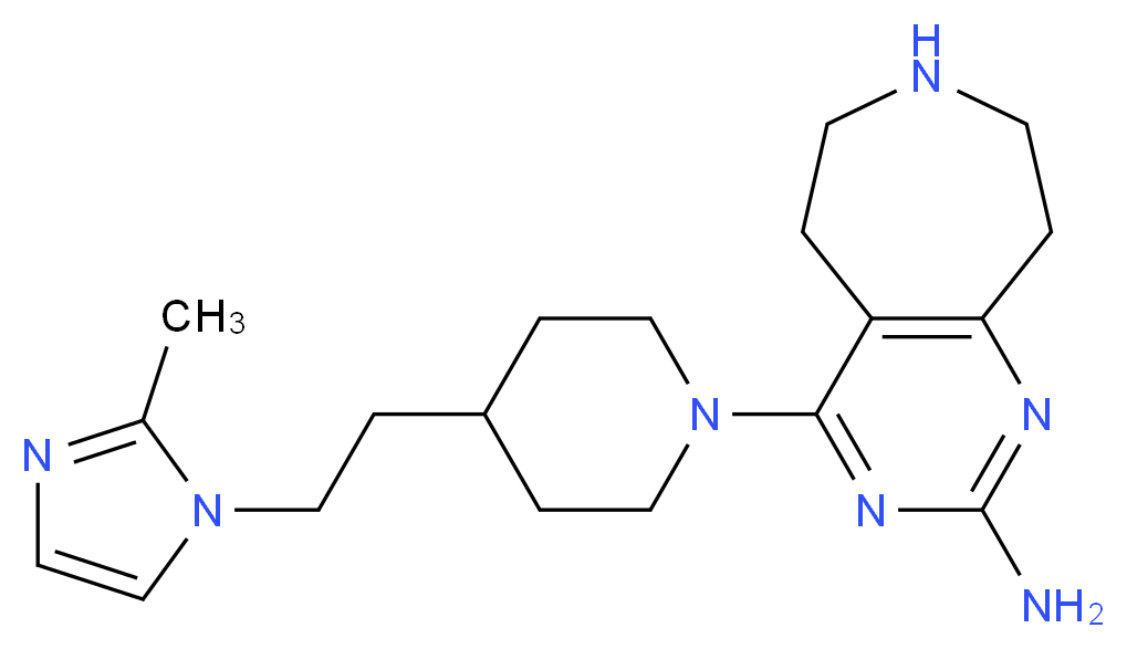 4-{4-[2-(2-methyl-1H-imidazol-1-yl)ethyl]piperidin-1-yl}-6,7,8,9-tetrahydro-5H-pyrimido[4,5-d]azepin-2-amine_分子结构_CAS_)