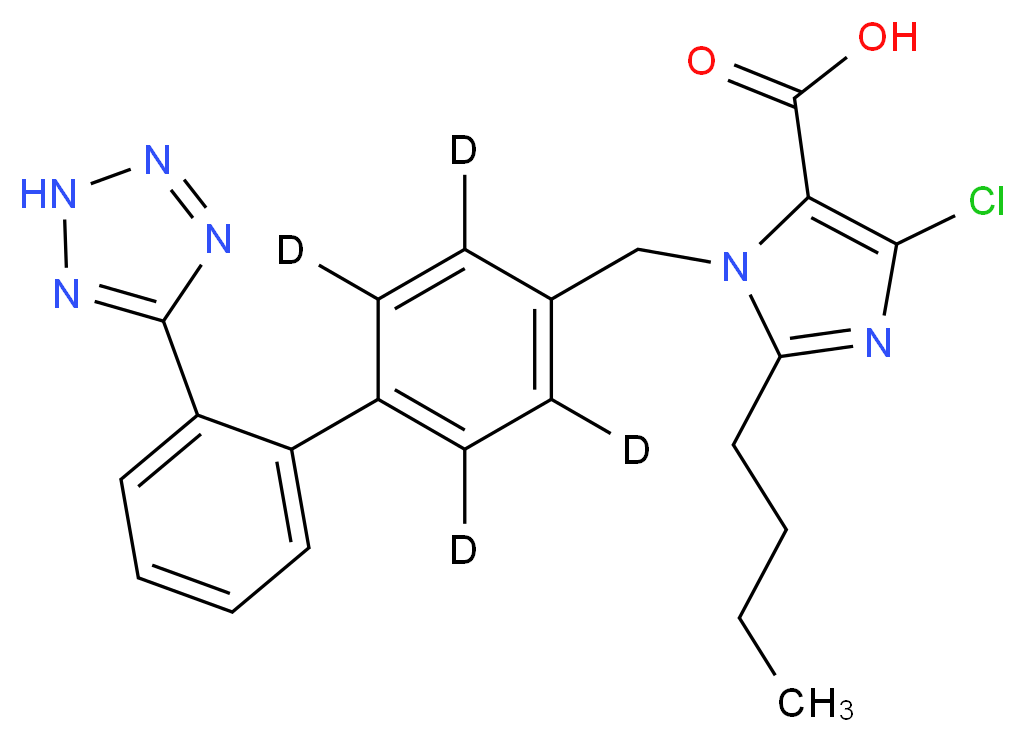 2-butyl-4-chloro-1-({4-[2-(2H-1,2,3,4-tetrazol-5-yl)phenyl](<sup>2</sup>H<sub>4</sub>)phenyl}methyl)-1H-imidazole-5-carboxylic acid_分子结构_CAS_1246820-62-1