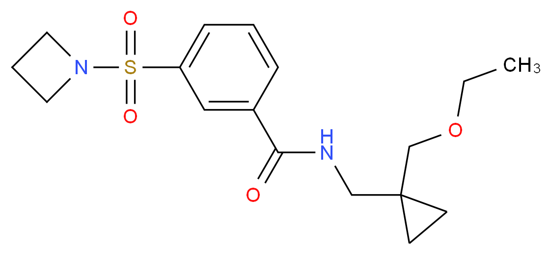 3-(azetidin-1-ylsulfonyl)-N-{[1-(ethoxymethyl)cyclopropyl]methyl}benzamide_分子结构_CAS_)