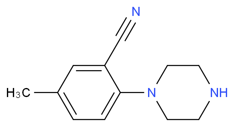 5-methyl-2-(piperazin-1-yl)benzonitrile_分子结构_CAS_1211529-31-5