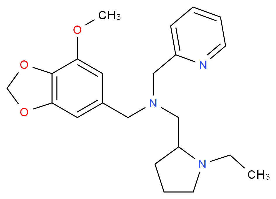 (1-Ethyl-pyrrolidin-2-ylmethyl)-(7-methoxy-benzo-[1,3]dioxol-5-ylmethyl)-pyridin-2-ylmethyl-amine_分子结构_CAS_)