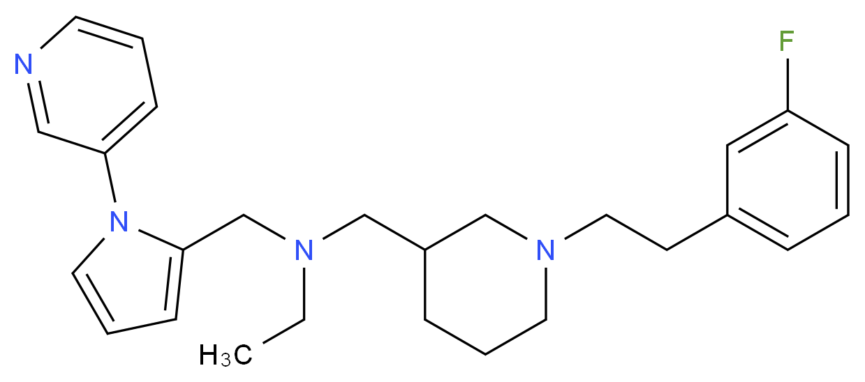 N-({1-[2-(3-fluorophenyl)ethyl]-3-piperidinyl}methyl)-N-{[1-(3-pyridinyl)-1H-pyrrol-2-yl]methyl}ethanamine_分子结构_CAS_)