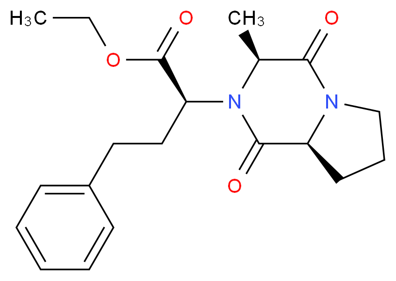 ethyl (2S)-2-[(3S,8aS)-3-methyl-1,4-dioxo-octahydropyrrolo[1,2-a]piperazin-2-yl]-4-phenylbutanoate_分子结构_CAS_115729-52-7