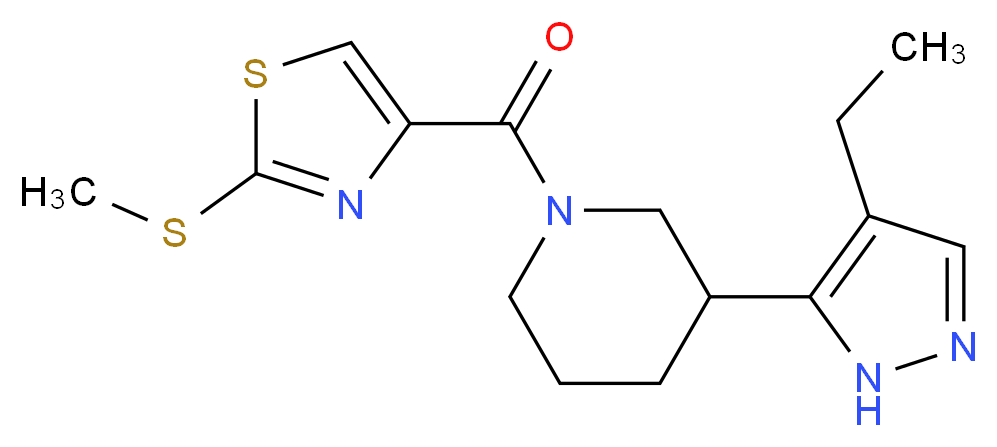 3-(4-ethyl-1H-pyrazol-5-yl)-1-{[2-(methylthio)-1,3-thiazol-4-yl]carbonyl}piperidine_分子结构_CAS_)