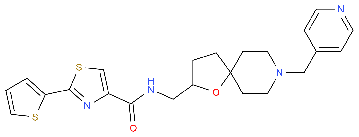 N-{[8-(4-pyridinylmethyl)-1-oxa-8-azaspiro[4.5]dec-2-yl]methyl}-2-(2-thienyl)-1,3-thiazole-4-carboxamide_分子结构_CAS_)
