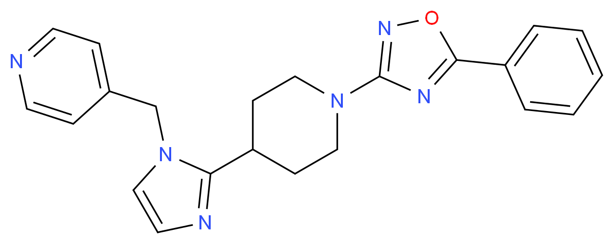 4-({2-[1-(5-phenyl-1,2,4-oxadiazol-3-yl)piperidin-4-yl]-1H-imidazol-1-yl}methyl)pyridine_分子结构_CAS_)