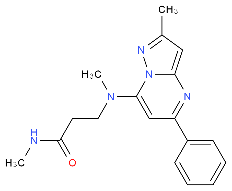 N~1~,N~3~-dimethyl-N~3~-(2-methyl-5-phenylpyrazolo[1,5-a]pyrimidin-7-yl)-beta-alaninamide_分子结构_CAS_)