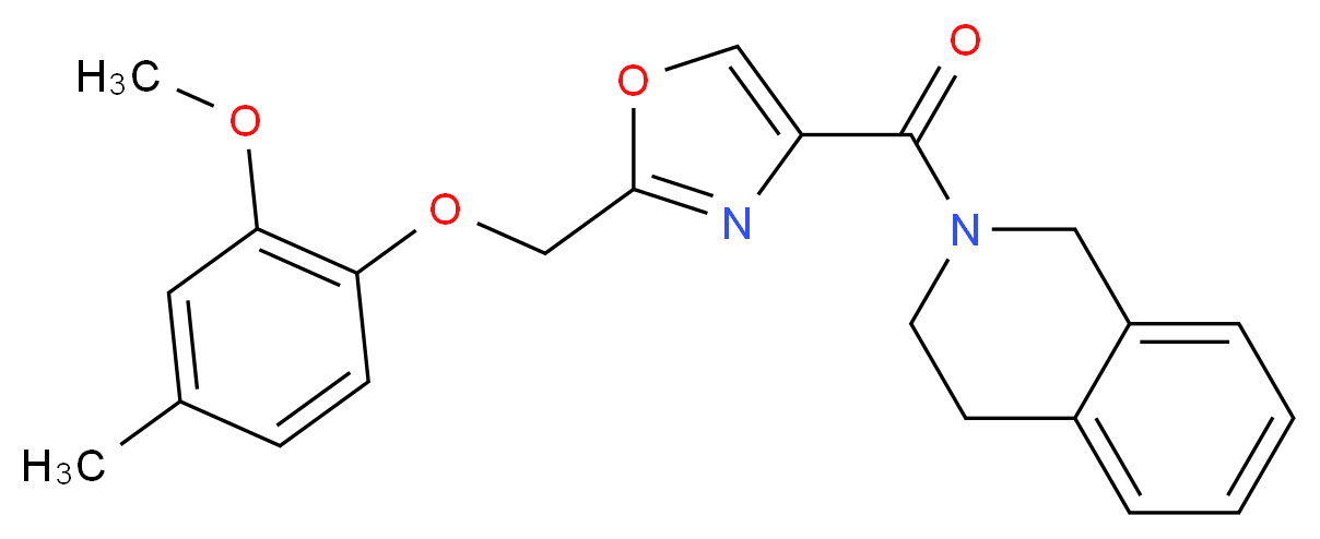 2-({2-[(2-methoxy-4-methylphenoxy)methyl]-1,3-oxazol-4-yl}carbonyl)-1,2,3,4-tetrahydroisoquinoline_分子结构_CAS_)