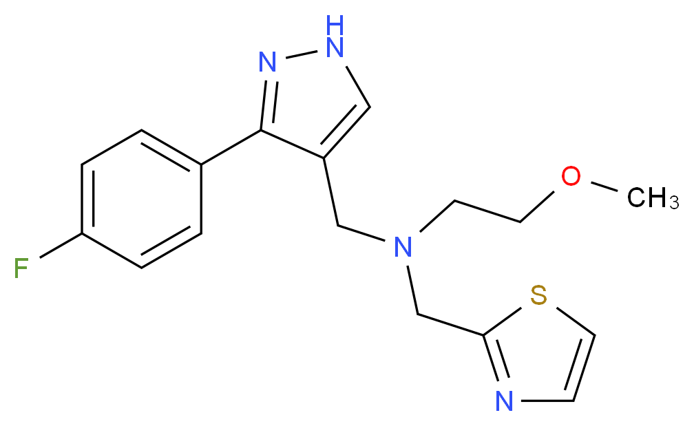N-{[3-(4-fluorophenyl)-1H-pyrazol-4-yl]methyl}-2-methoxy-N-(1,3-thiazol-2-ylmethyl)ethanamine_分子结构_CAS_)