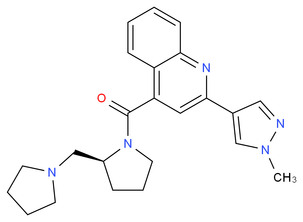 2-(1-methyl-1H-pyrazol-4-yl)-4-{[(2S)-2-(pyrrolidin-1-ylmethyl)pyrrolidin-1-yl]carbonyl}quinoline_分子结构_CAS_)