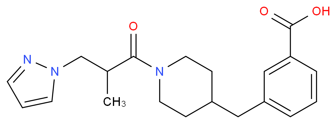 3-({1-[2-methyl-3-(1H-pyrazol-1-yl)propanoyl]-4-piperidinyl}methyl)benzoic acid_分子结构_CAS_)