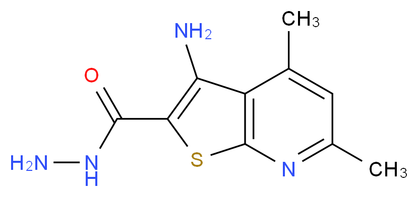 3-amino-4,6-dimethylthieno[2,3-b]pyridine-2-carbohydrazide_分子结构_CAS_128918-28-5)