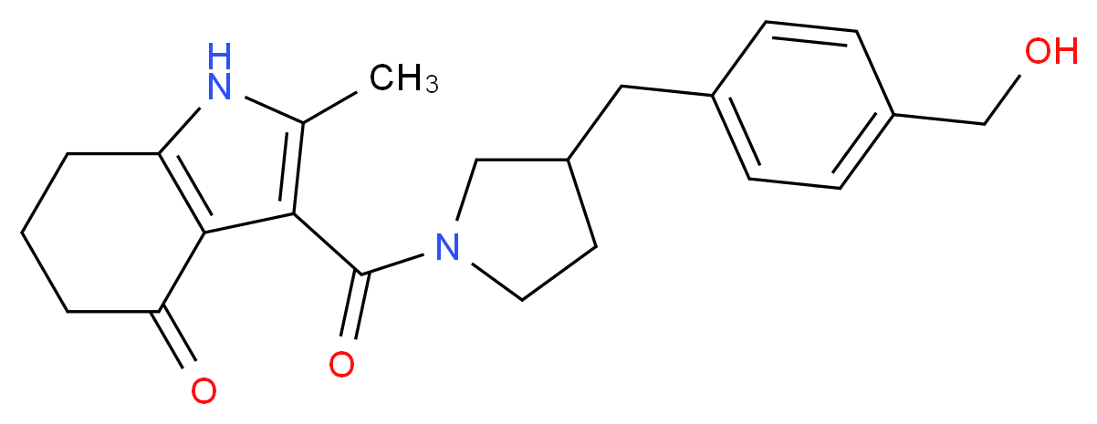 3-({3-[4-(hydroxymethyl)benzyl]pyrrolidin-1-yl}carbonyl)-2-methyl-1,5,6,7-tetrahydro-4H-indol-4-one_分子结构_CAS_)