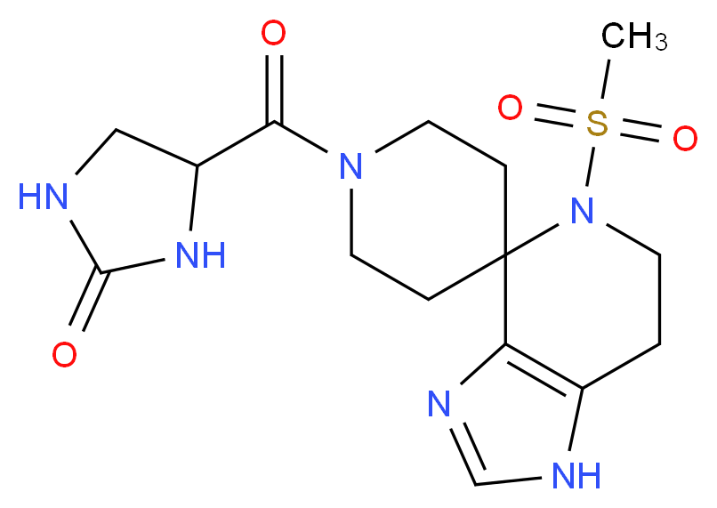 4-{[5-(methylsulfonyl)-1,5,6,7-tetrahydro-1'H-spiro[imidazo[4,5-c]pyridine-4,4'-piperidin]-1'-yl]carbonyl}imidazolidin-2-one_分子结构_CAS_)