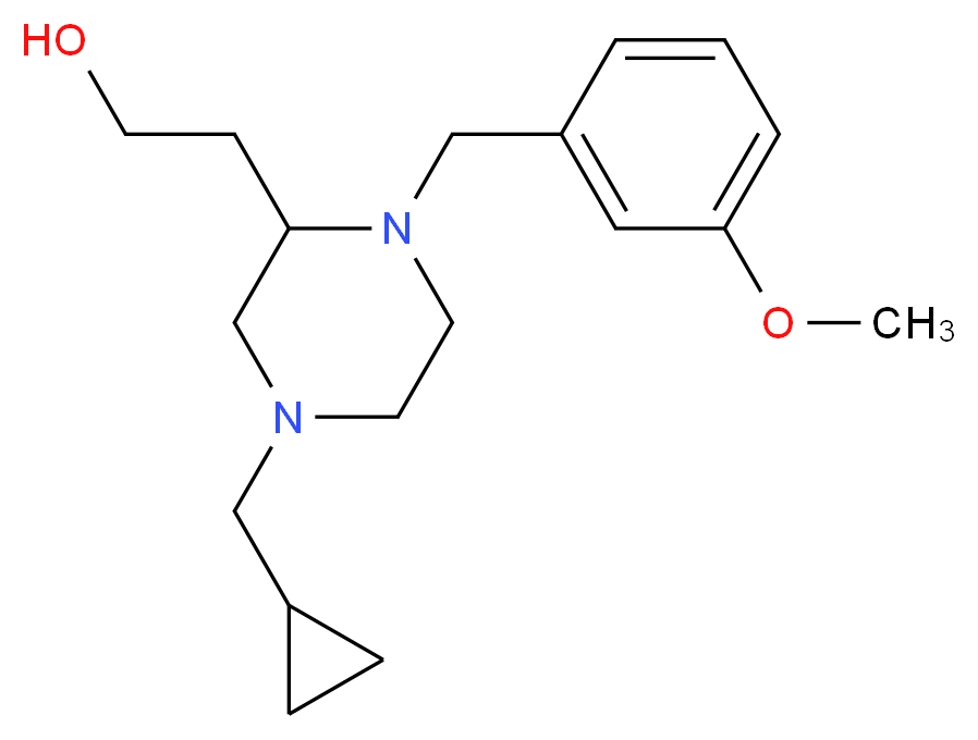2-[4-(cyclopropylmethyl)-1-(3-methoxybenzyl)-2-piperazinyl]ethanol_分子结构_CAS_)